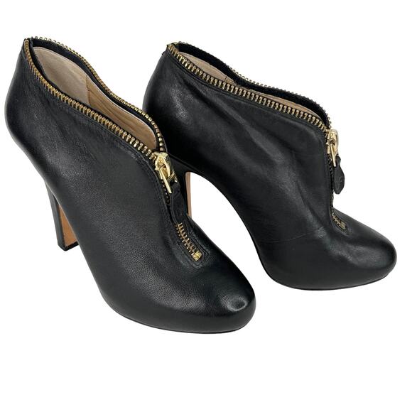 Diane von Furstenberg Black Camilla Zipper Booties 8.5M 5" Heels - Picture 12 of 13